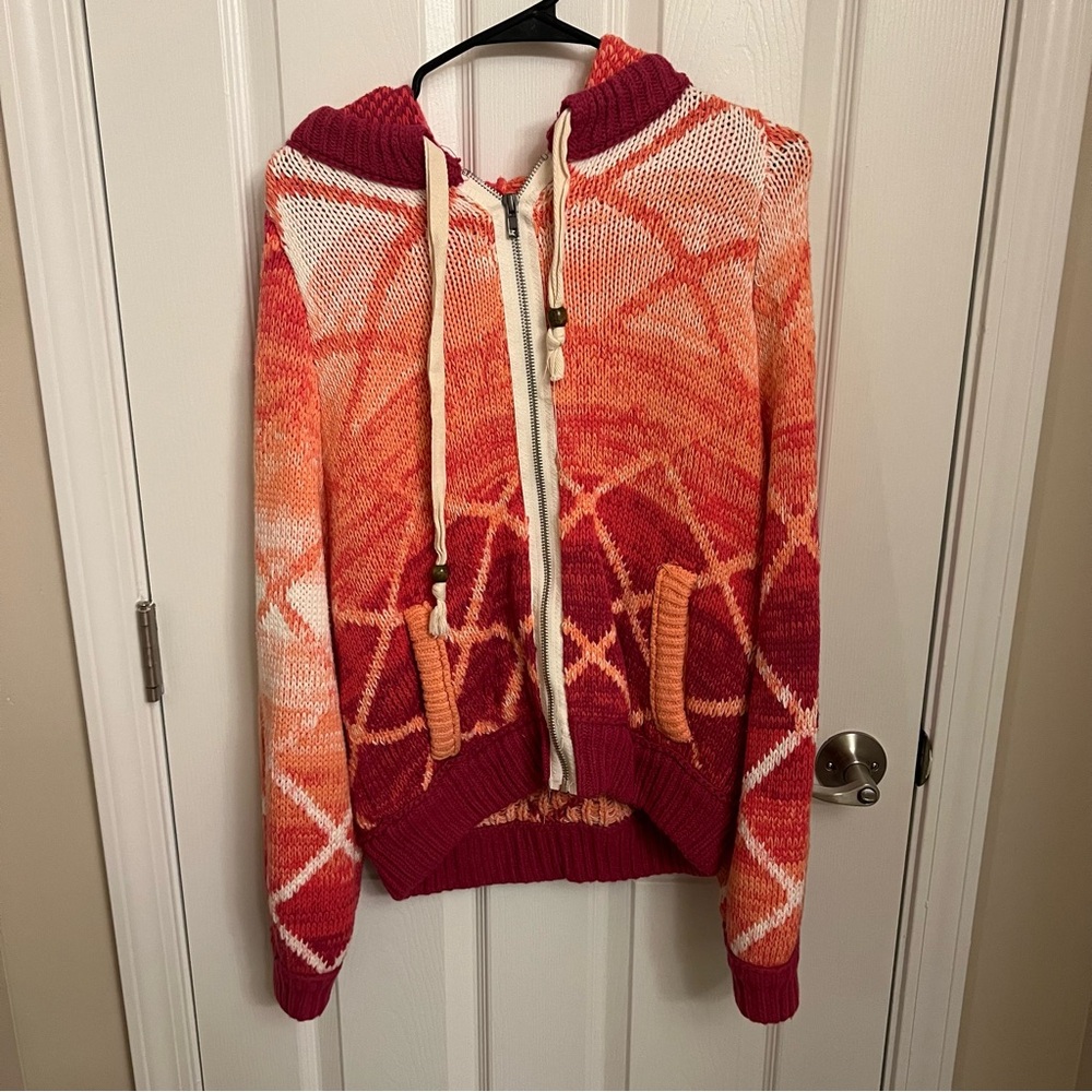 Free people Colorful Knit Zip-Up Hoodie